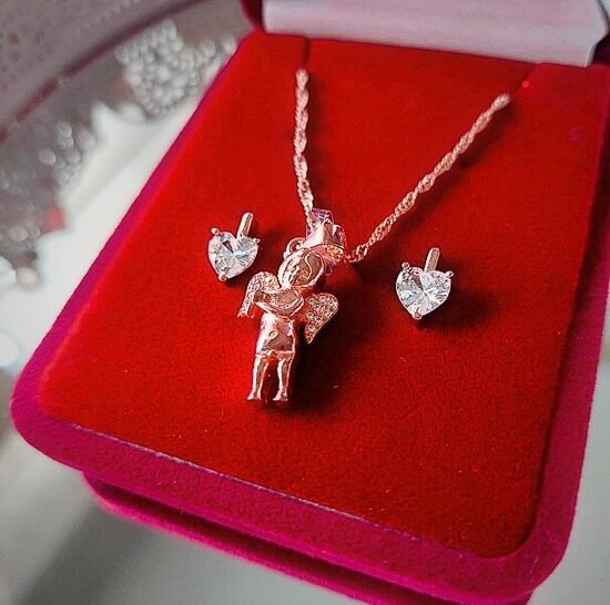Silver Jewelry Set "Angel with Heart"